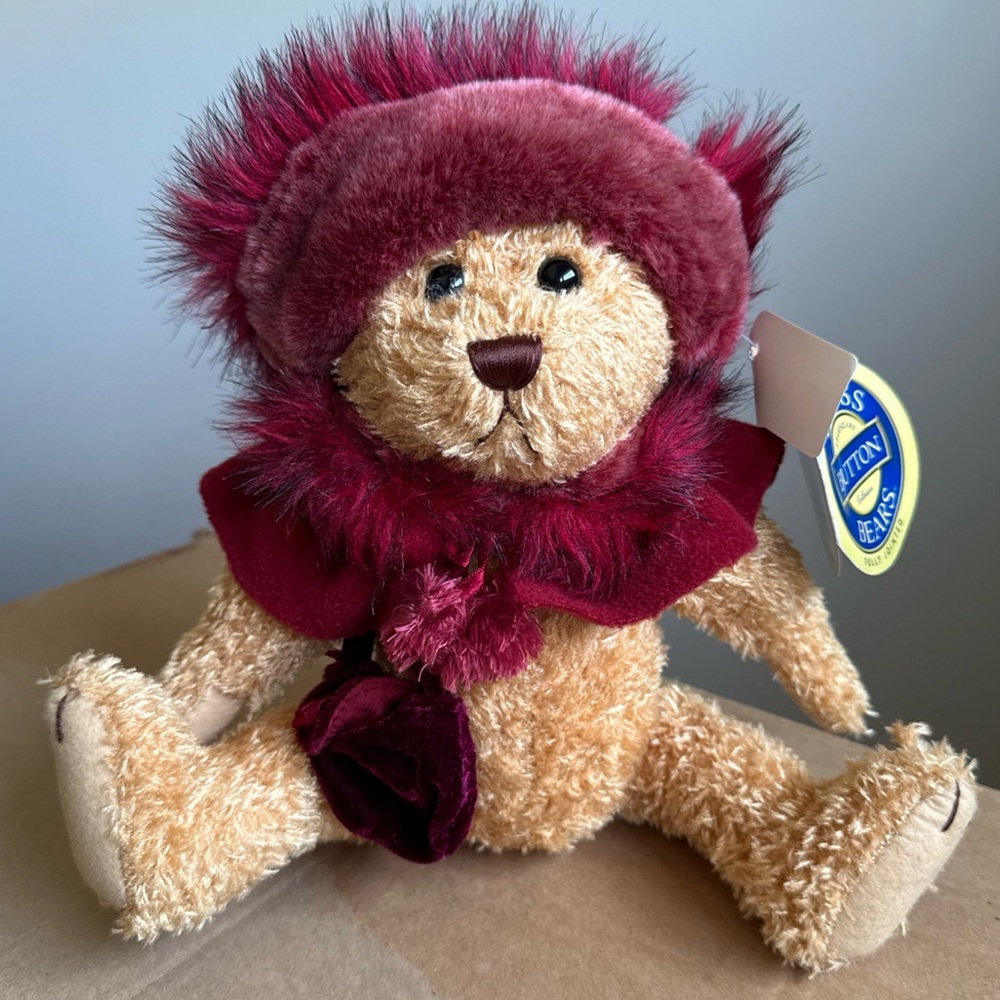2004 BRASS BUTTON BEARS COLLECTION  RUBY 9” PLUSH JOINTED  BEAR OF HAPPINESS‎
